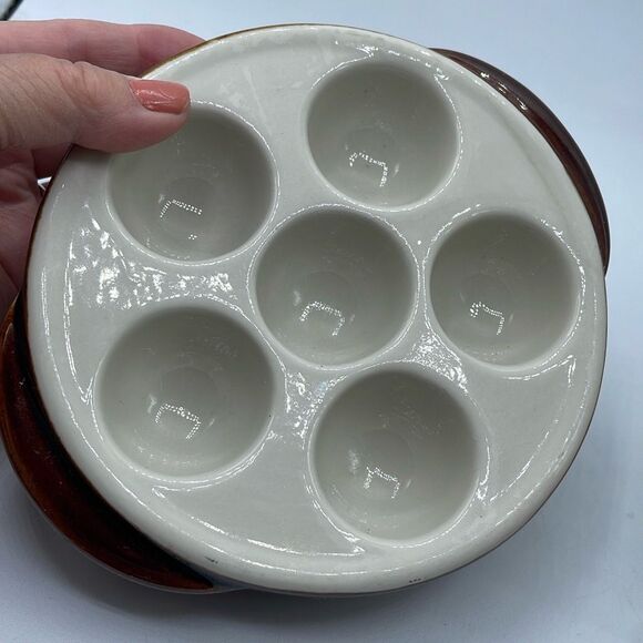 Vintage Hall 1154 Escargot dish. Beautiful glazed pottery. Thick and heavy. Perf - Picture 4 of 7